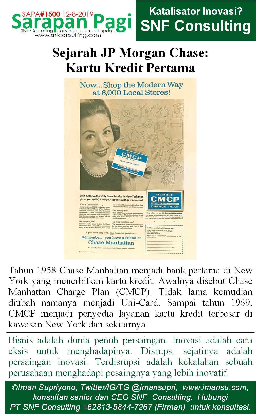 SAPA1500 Sejarah JP Morgan Chase memperkenalkan kartu charge