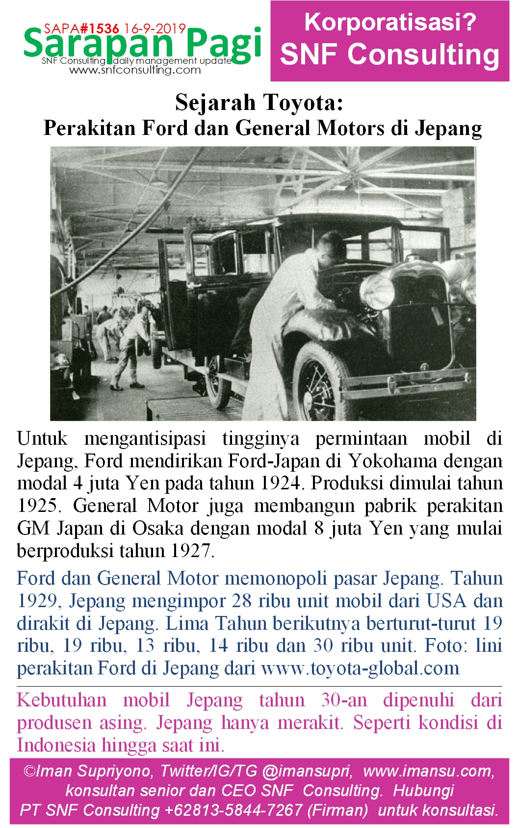 SAPA1536 Sejarah Toyota pabrik perakitan mobil USA di jepang