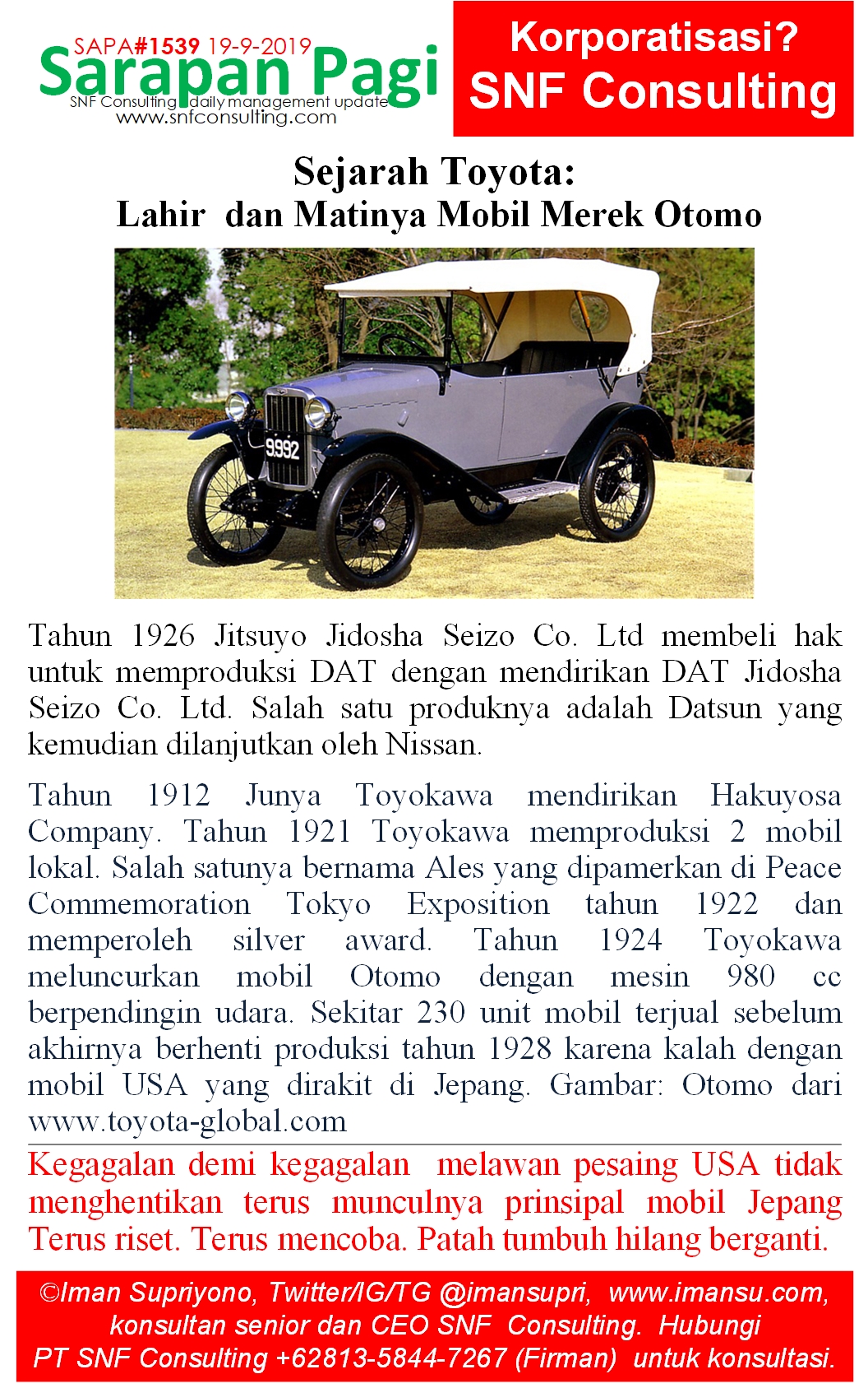 SAPA1539 Sejarah Toyota Muncul dan Hilangnya Mobil Merek Otomo