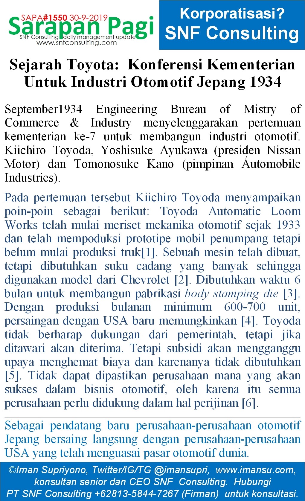 SAPA1550 Sejarah Toyota Konferensi kementerian untuk industri otomotif 1934~2