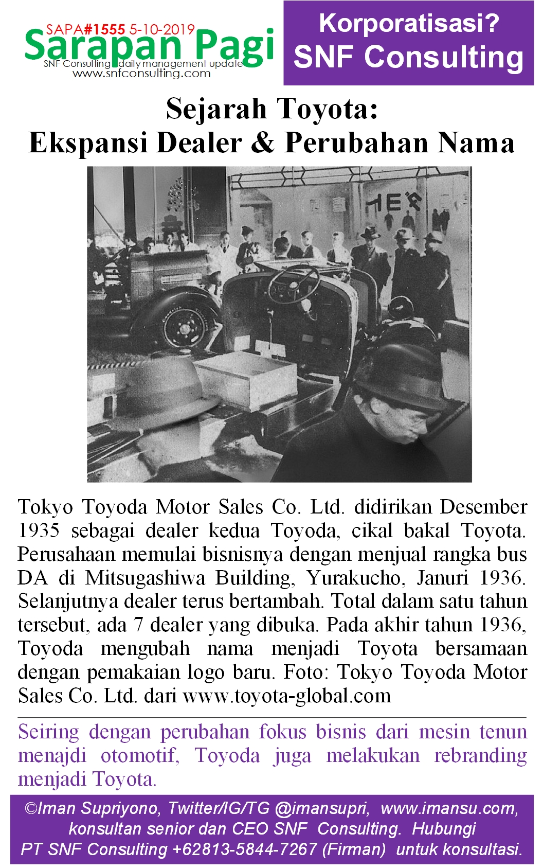 SAPA1555 Sejarah Toyota ekspansi dealership dan perubahan nama