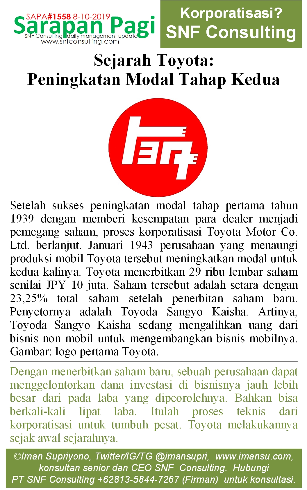SAPA1558 Sejarah Toyota korporatisasi kedua