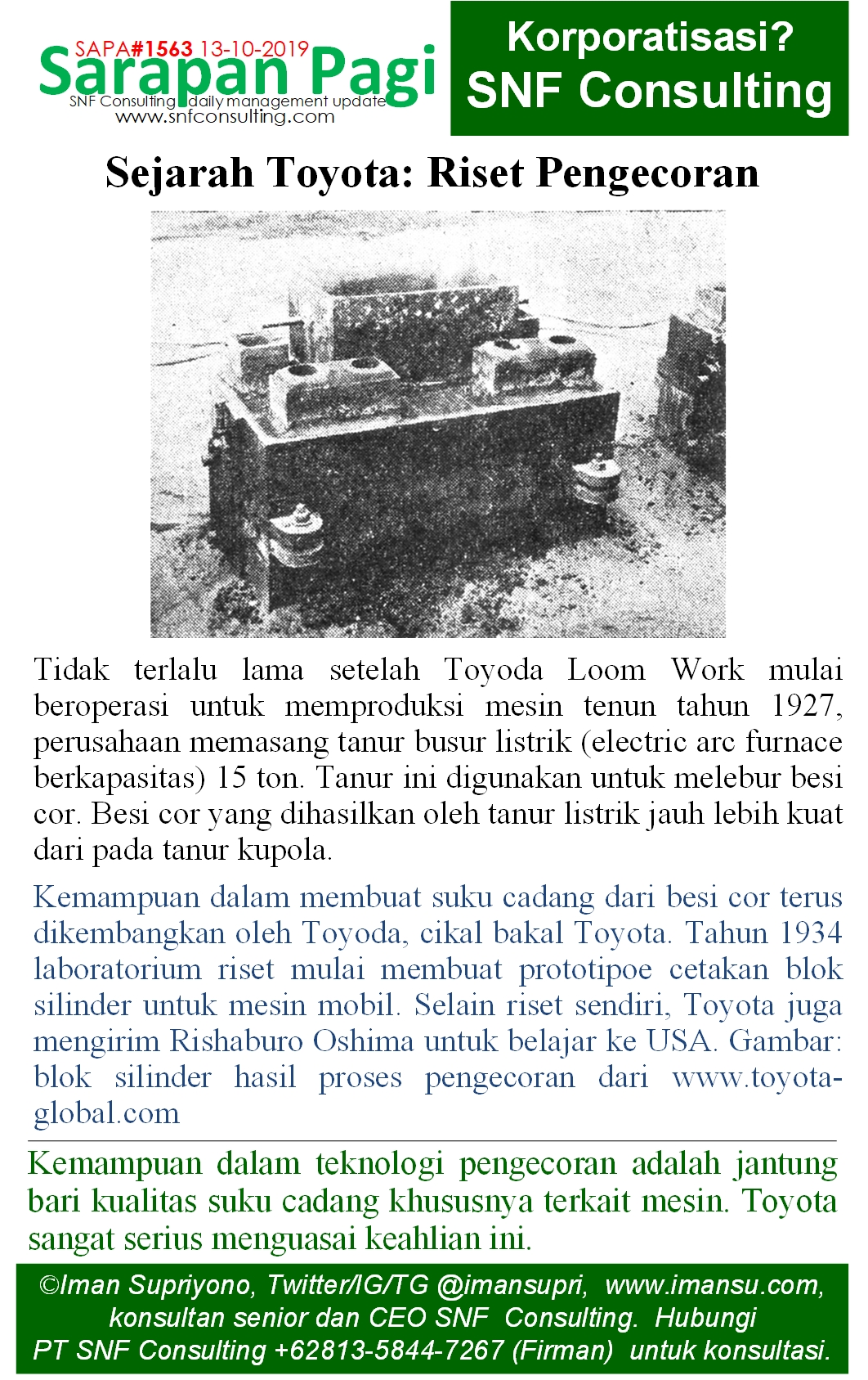 SAPA1563 Sejarah Toyota riset pengecoran
